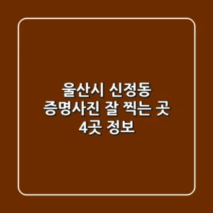 울산시 신정동 증명사진 잘 찍는 곳 4곳 정보