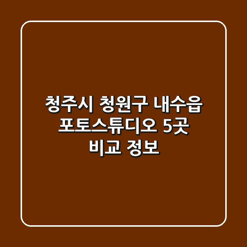 청주시 청원구 내수읍 포토스튜디오 5곳 비교 정보