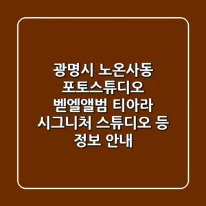 광명시 노온사동 포토스튜디오: 벧엘앨범, 티아라 시그니처 스튜디오 등 정보 안내