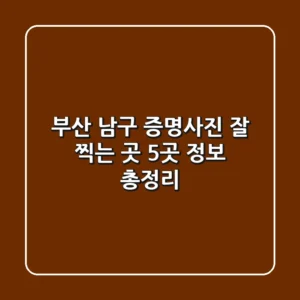 부산 남구 증명사진 잘 찍는 곳 5곳 정보 총정리