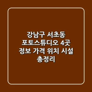 강남구 서초동 포토스튜디오 4곳 정보 - 가격, 위치, 시설 총정리