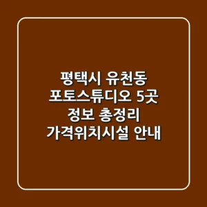 평택시 유천동 포토스튜디오 5곳 정보 총정리 - 가격/위치/시설 안내