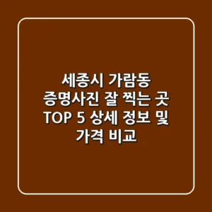 세종시 가람동 증명사진 잘 찍는 곳 TOP 5: 상세 정보 및 가격 비교