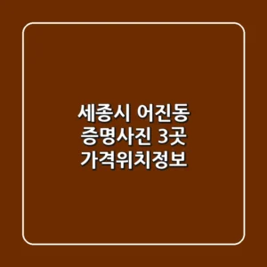 세종시 어진동 증명사진 3곳 가격/위치/정보