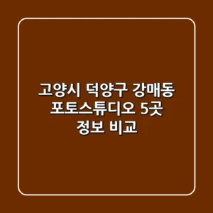 고양시 덕양구 강매동 포토스튜디오 5곳 정보 비교