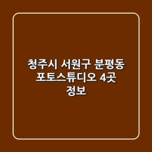 청주시 서원구 분평동 포토스튜디오 4곳 정보