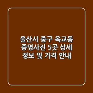 울산시 중구 옥교동 증명사진, 5곳 상세 정보 및 가격 안내