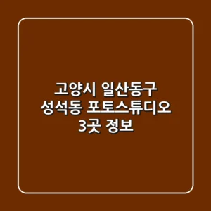고양시 일산동구 성석동 포토스튜디오 3곳 정보