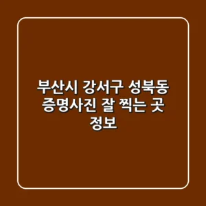 부산시 강서구 성북동 증명사진 잘 찍는 곳 정보