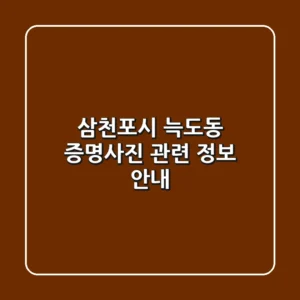 삼천포시 늑도동 증명사진 관련 정보 안내