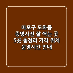 마포구 도화동 증명사진 잘 찍는 곳 5곳 총정리 - 가격, 위치, 운영시간 안내