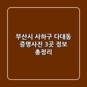 부산시 사하구 다대동 증명사진 3곳 정보 총정리