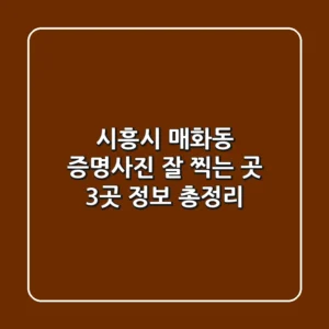 시흥시 매화동 증명사진 잘 찍는 곳 3곳 정보 총정리