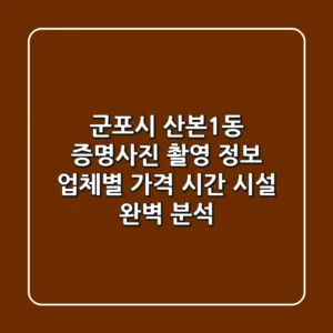 군포시 산본1동 증명사진 촬영 정보: 업체별 가격, 시간, 시설 완벽 분석
