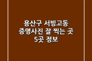 용산구 서빙고동 증명사진 잘 찍는 곳 5곳 정보