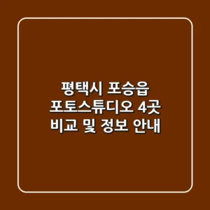 평택시 포승읍 포토스튜디오 4곳 비교 및 정보 안내