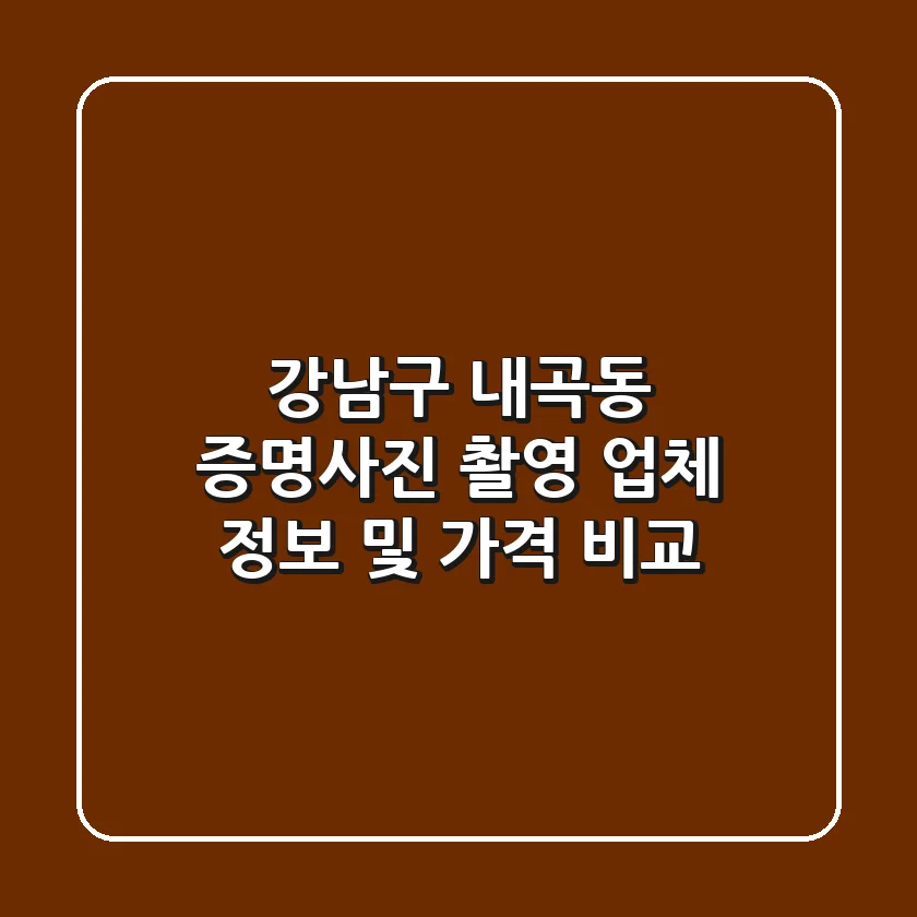 강남구 내곡동 증명사진 촬영: 업체 정보 및 가격 비교