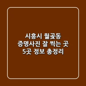 시흥시 월곶동 증명사진 잘 찍는 곳 5곳 정보 총정리