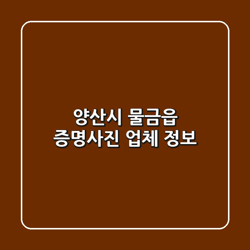 양산시 물금읍 증명사진 업체 정보