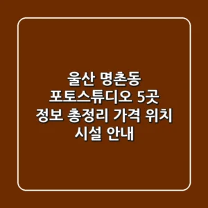 울산 명촌동 포토스튜디오 5곳 정보 총정리 - 가격, 위치, 시설 안내