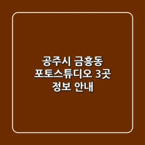 공주시 금흥동 포토스튜디오 3곳 정보 안내