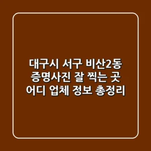 대구시 서구 비산2동 증명사진 잘 찍는 곳 어디? 업체 정보 총정리