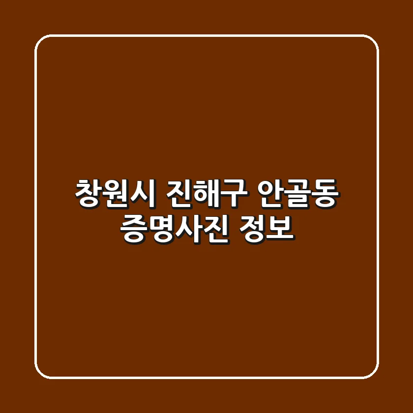 창원시 진해구 안골동 증명사진 정보