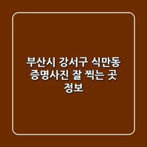 부산시 강서구 식만동 증명사진 잘 찍는 곳 정보