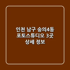 인천 남구 숭의4동 포토스튜디오 3곳 상세 정보