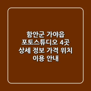 함안군 가야읍 포토스튜디오 4곳 상세 정보 - 가격, 위치, 이용 안내
