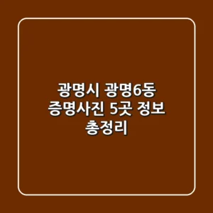 광명시 광명6동 증명사진 5곳 정보 총정리