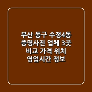 부산 동구 수정4동 증명사진 업체 3곳 비교 - 가격, 위치, 영업시간 정보