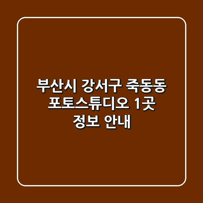 부산시 강서구 죽동동 포토스튜디오 1곳 정보 안내