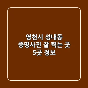 영천시 성내동 증명사진 잘 찍는 곳 5곳 정보