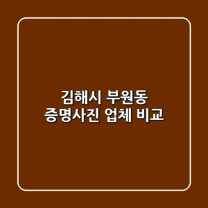 김해시 부원동 증명사진 업체 비교
