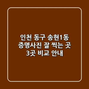 인천 동구 송현1동 증명사진 잘 찍는 곳 3곳 비교 안내