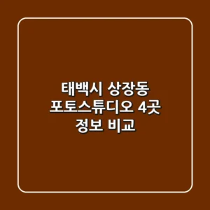 태백시 상장동 포토스튜디오 4곳 정보 비교
