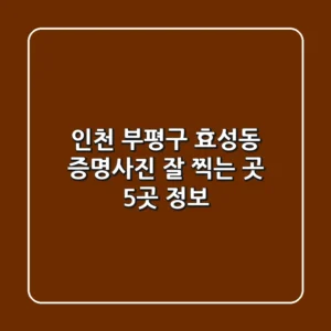 인천 부평구 효성동 증명사진 잘 찍는 곳 5곳 정보