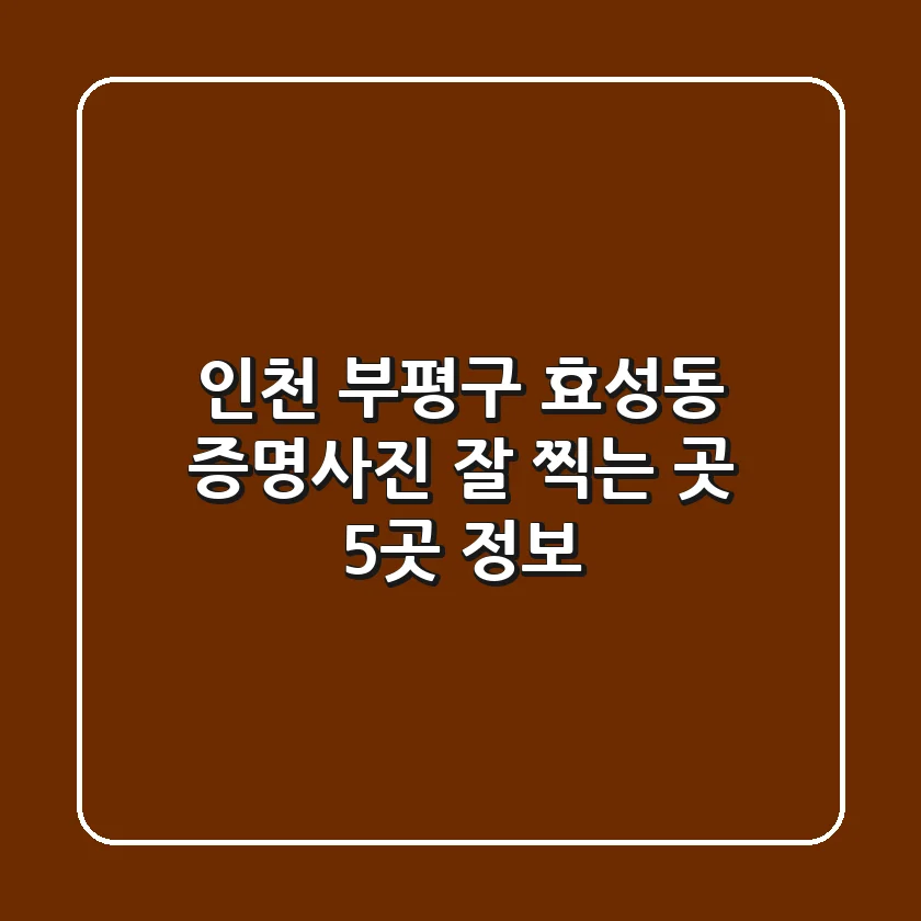 인천 부평구 효성동 증명사진 잘 찍는 곳 5곳 정보