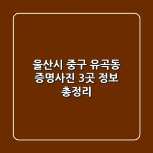 울산시 중구 유곡동 증명사진, 3곳 정보 총정리
