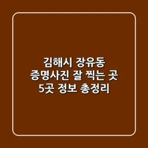 김해시 장유동 증명사진 잘 찍는 곳 5곳 정보 총정리