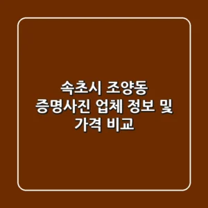 속초시 조양동 증명사진 업체 정보 및 가격 비교