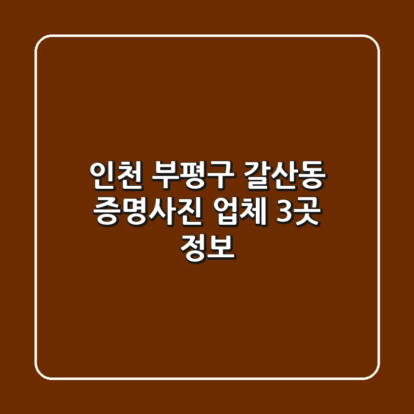 인천 부평구 갈산동 증명사진 업체 3곳 정보