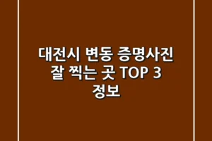 대전시 변동 증명사진 잘 찍는 곳 TOP 3 정보