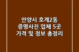 안양시 호계2동 증명사진 업체 5곳 가격 및 정보 총정리