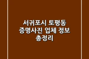 서귀포시 토평동 증명사진 업체 정보 총정리