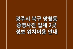 광주시 북구 망월동 증명사진 업체 2곳 정보 – 위치/이용 안내