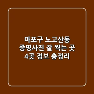 마포구 노고산동 증명사진 잘 찍는 곳 4곳 정보 총정리
