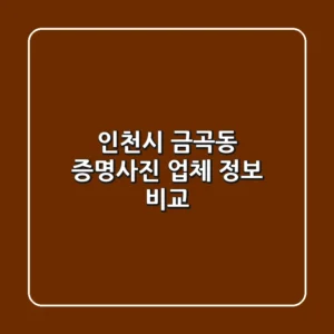 인천시 금곡동 증명사진 업체 정보 비교