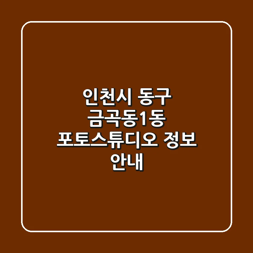 인천시 동구 금곡동1동 포토스튜디오 정보 안내